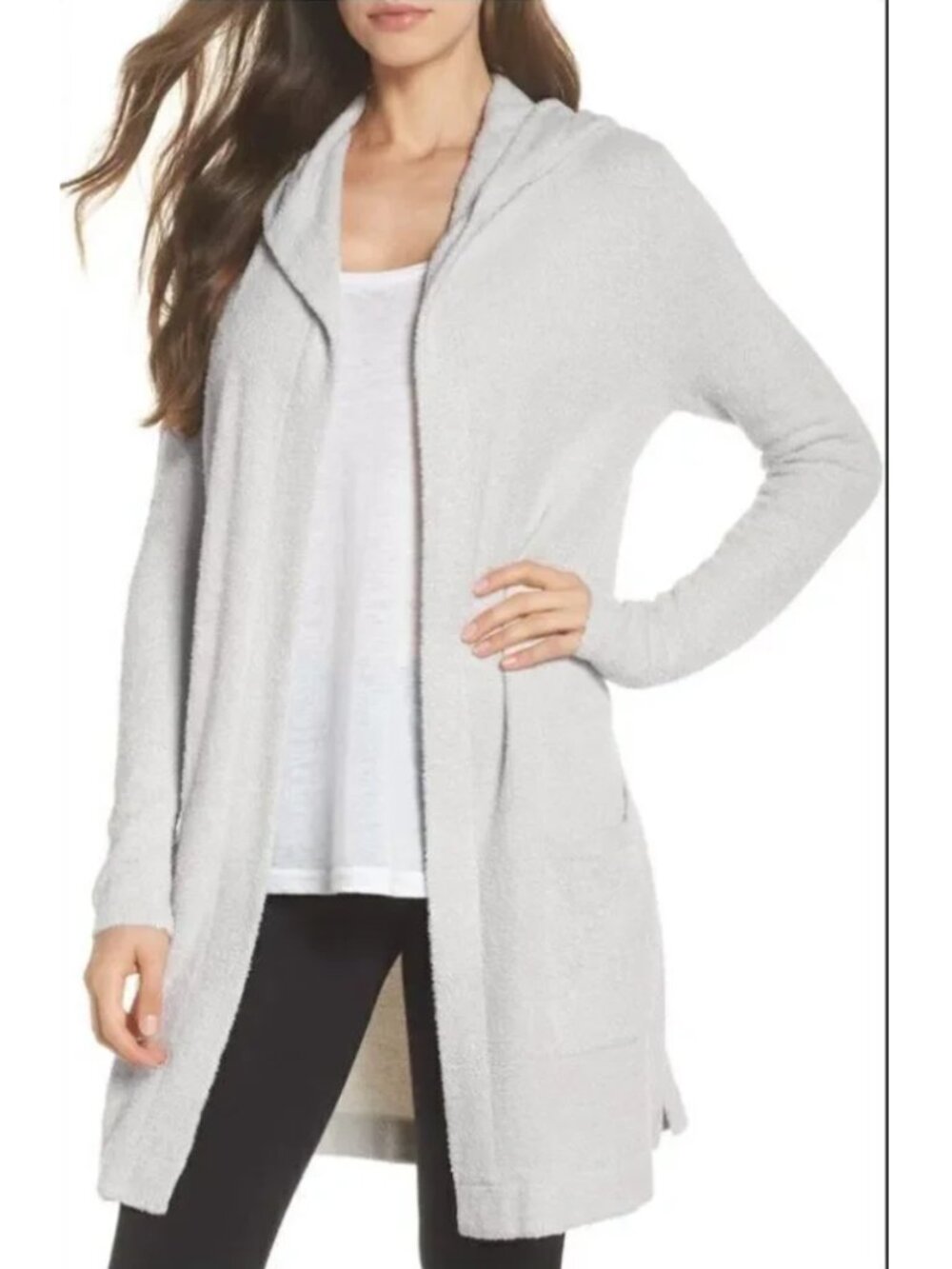 Barefoot Dreams Cozychic Lite Coastal Hooded Cardigan Size L/XL Lagenlook